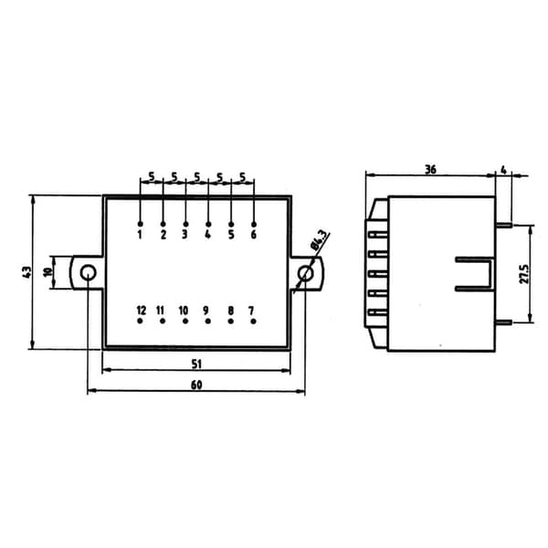 Weiss Elektrotechnik 85/372 Kretskortstransformator 1 x 230 V 1 x 12 V/AC 10 VA 833 mA