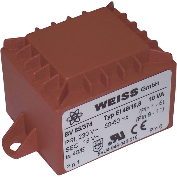 Weiss Elektrotechnik 85/372 Kretskortstransformator 1 x 230 V 1 x 12 V/AC 10 VA 833 mA