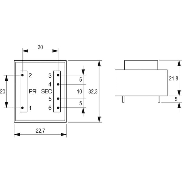 Block VB 1,0/2/12 Kretskortstransformator 1 x 230 V 2 x 12 V/AC 1 VA 83 mA