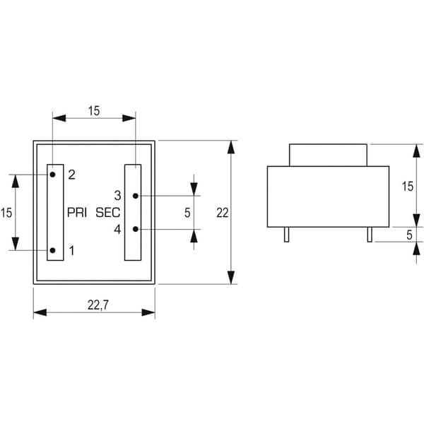 Block VB 0,35/1/6 Kretskortstransformator 1 x 230 V 1 x 6 V/AC 0.35 VA 58 mA