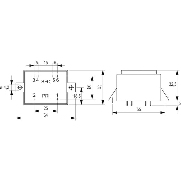 Block VCM 5,0/2/15 Kretskortstransformator 1 x 230 V 2 x 15 V/AC 5 VA 166 mA