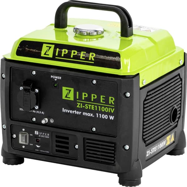 Zipper 4-takt Inverter-generator 230 V 12.8 kg 1100 W Svart, Grön