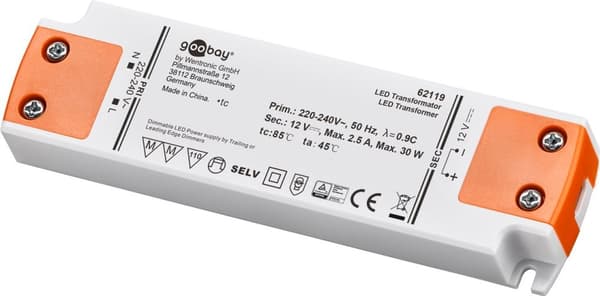 LED-transformator 12 V (DC) (DC), 30 W