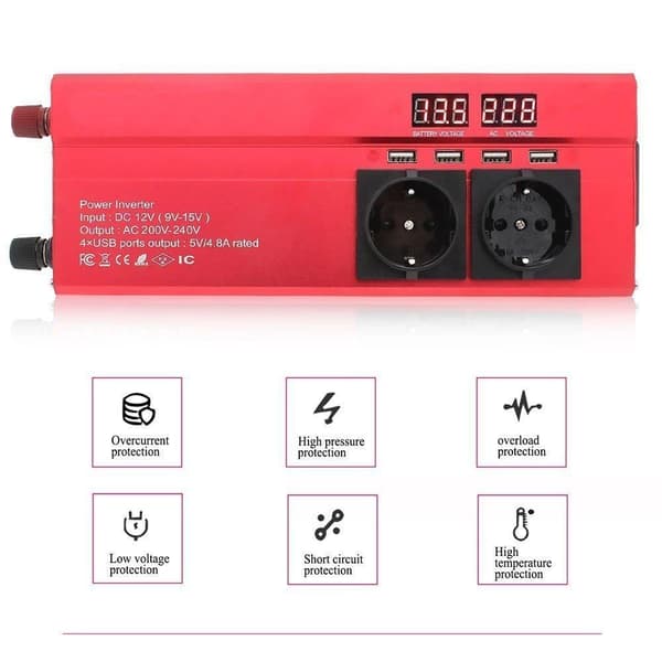 6000W 50hz Automotive Inverter, DC 12V till AC 220V bil spänningsomvandlare