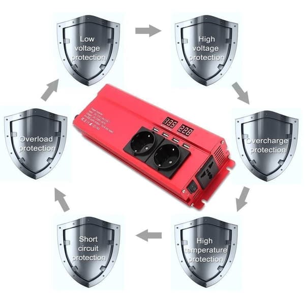 6000W 50hz Automotive Inverter, DC 12V till AC 220V bil spänningsomvandlare