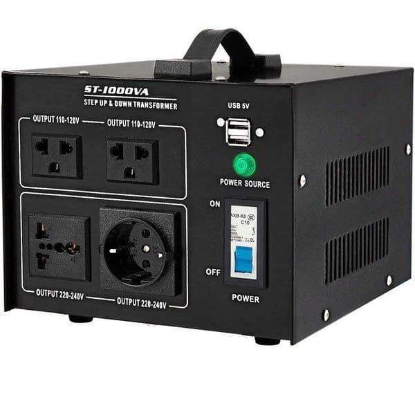 1000W Step-Up och Step-Down Voltage Transformator med 4 AC-uttag, flera skydd