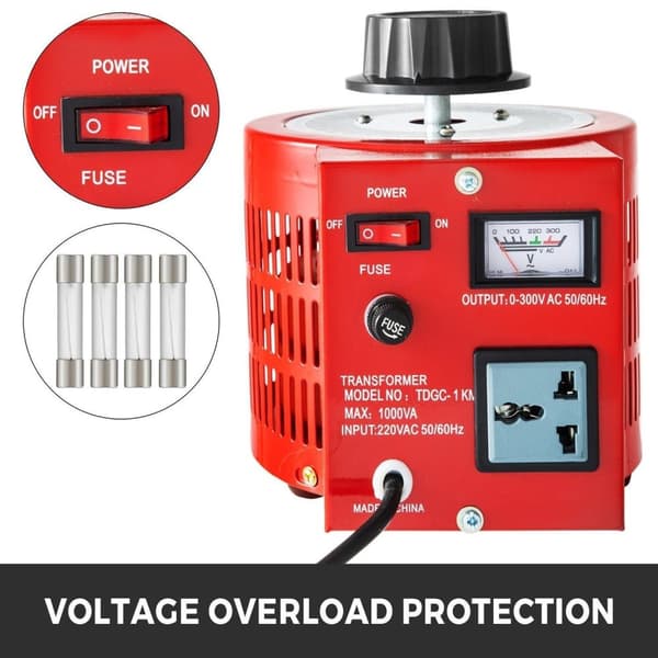 1KVA AC-spänningsvariabel transformator, 0-300V justerbar, med säkerhetsskyd