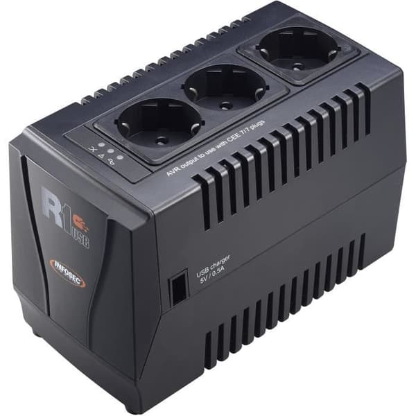 InfoSec - R1 USB 600 - Automatisk spänningsregulator - 1 års garanti