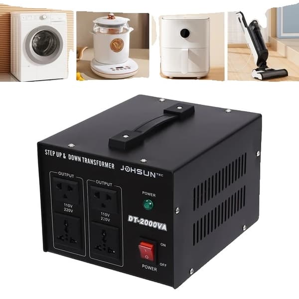 Spændingsomformer, 2000W Effektkapacitet, Flere Stiktyper, Transformer