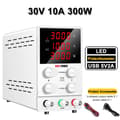 Miniatyrbillede 2 af 2: Lab Strømforsyning, 30V 10A Udgivelse, USB 5V 2A Opladning,SPS3010 Hvid, AC 220V