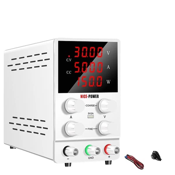 Lab Strømforsyning, 30V 10A Udgivelse, USB 5V 2A Opladning,SPS3010 Hvid, AC 220V