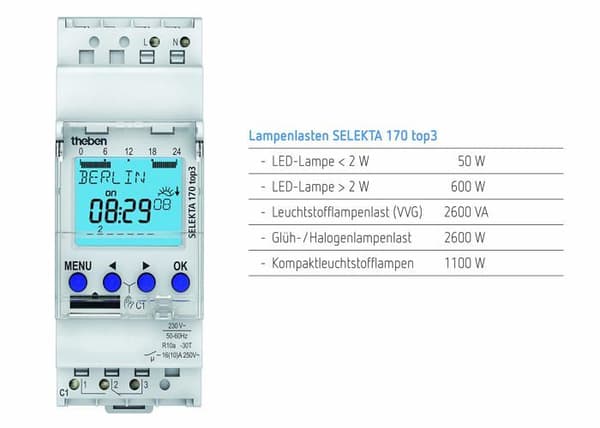 Theben - 1700130 - SELEKTA 170 top3 - 1-kanals astronomisk programklocka (Ställ in SELEKTA 170 top3 - Bluetooth Obelisk)