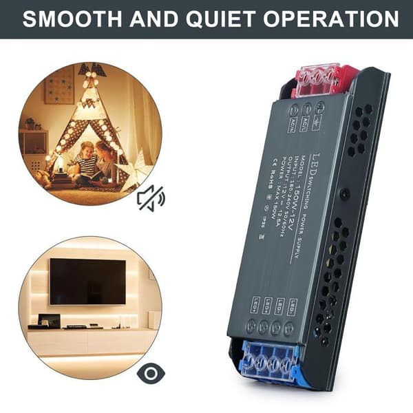 Transformator 220V 12V LED-drivrutin 100W - Transformator 8,3A Strömadapter - Svart, 220V AC till 12V DC-omvandlare