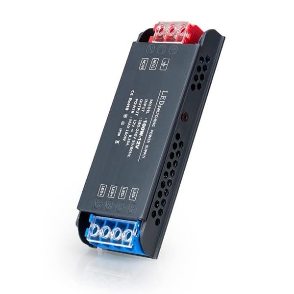 Transformator 220V 12V LED-drivrutin 100W - Transformator 8,3A Strömadapter - Svart, 220V AC till 12V DC-omvandlare