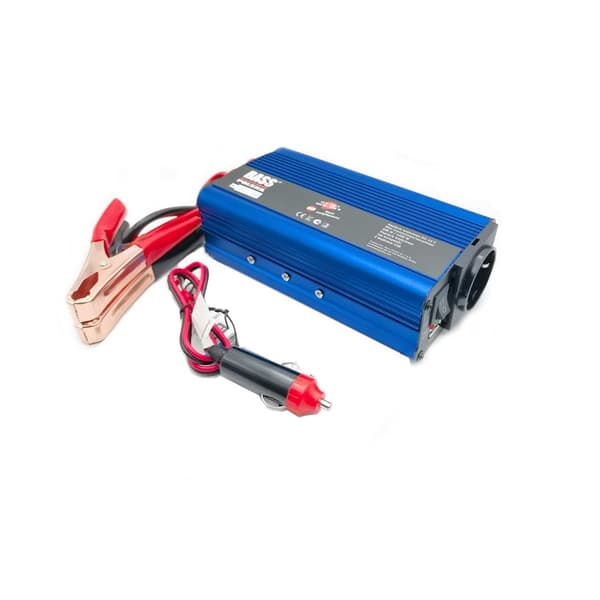 Spændingsomformer 12 V - 230 V, modificeret sinus, 600 W/1200 W, blå