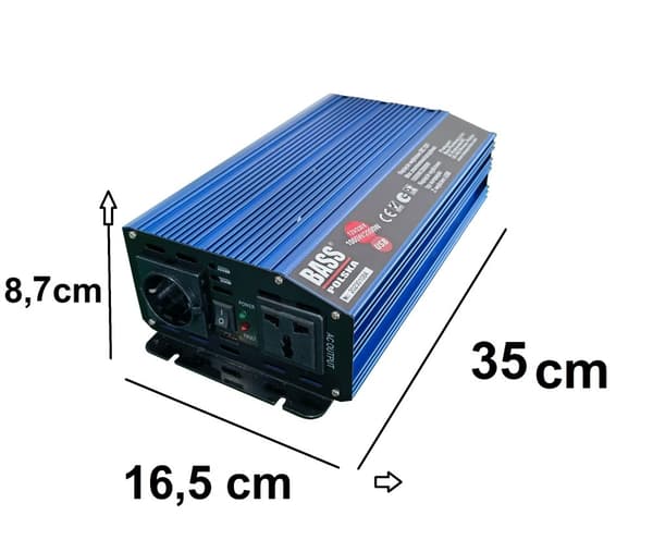 Spänningsomvandlare 12 V->230 V, 2000/4000 W, full sinus