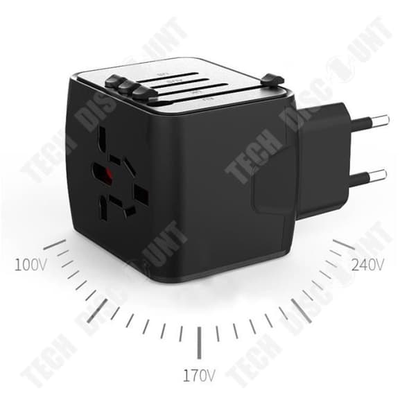 TD® Black Adapter Multifunktionsuttag Dubbel USB-laddare Bärbar reseadapter Universal Universal Adapter Material Tillverkad av