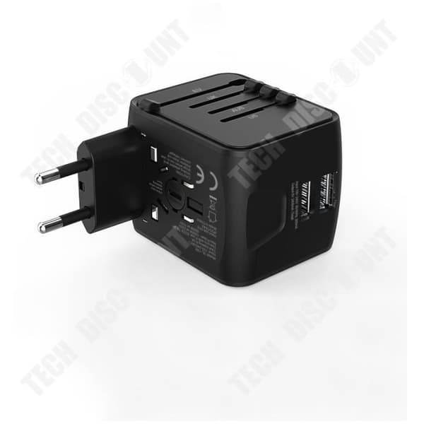TD® Black Adapter Multifunktionsuttag Dubbel USB-laddare Bärbar reseadapter Universal Universal Adapter Material Tillverkad av