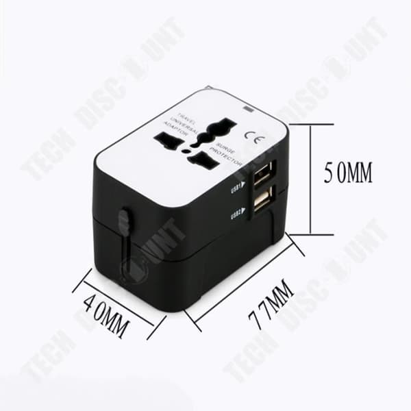 TD® Adapter Multifunktionsuttag svart kant vit reseadapteruttag universaladapter multireseadapteruttag