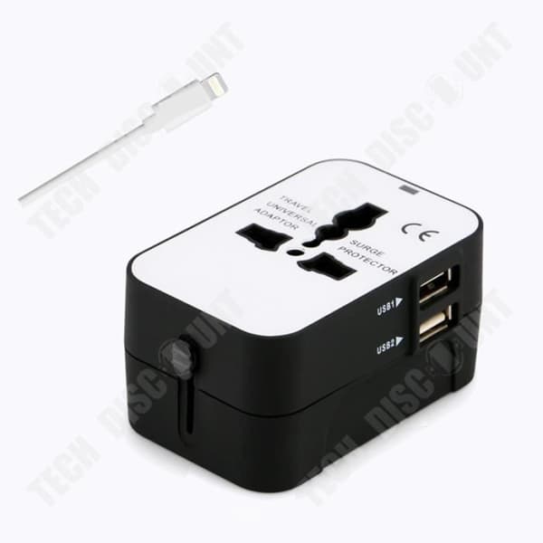 TD® Adapter Multifunktionsuttag svart kant vit reseadapteruttag universaladapter multireseadapteruttag