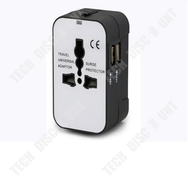 TD® Adapter Multifunktionsuttag svart kant vit reseadapteruttag universaladapter multireseadapteruttag