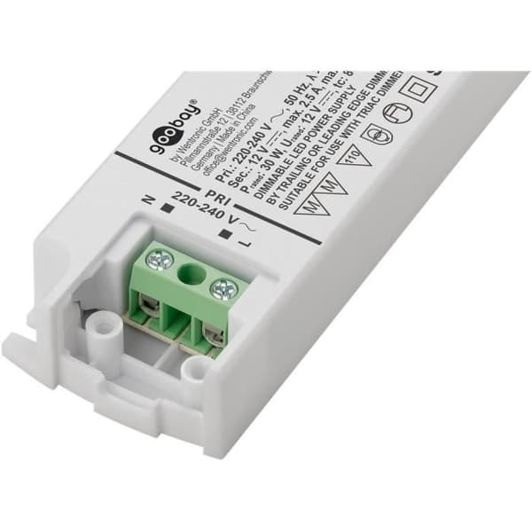 LED-transformator - GOOBAY - 12 V - 30 W - Dimmbar - Inomhus