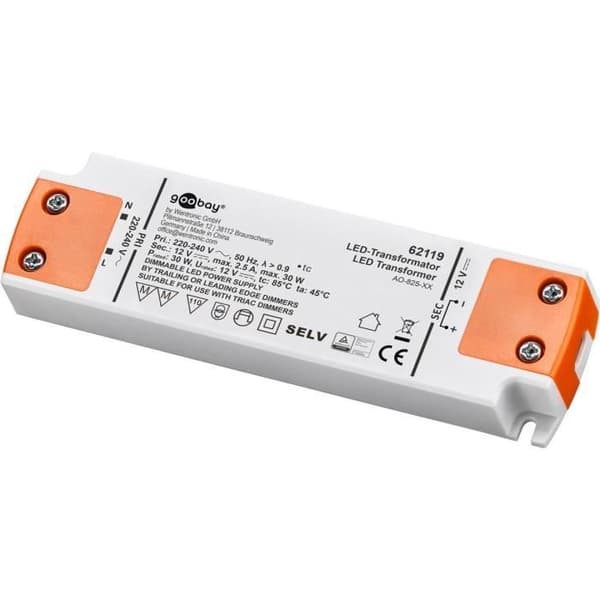 LED-transformator - GOOBAY - 12 V - 30 W - Dimmbar - Inomhus