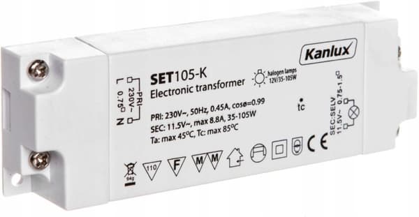 Elektronisk transformer til halogenlamper 105W