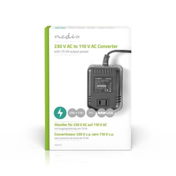 NEDIS Effektomvandlare 230 V likström - 110 V växelström - 75 W.