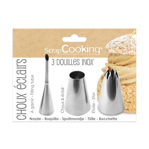 Scrapcooking Pack med 3 rostfria eclairs kålmunstycken - 3700392418311