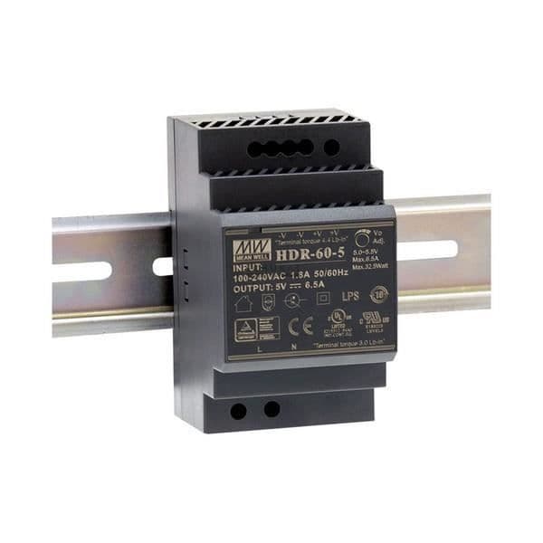 Strömförsörjning - D-Link - HDR-60-24 - 60 W - DIN-skena - 90% Effektivitet Svart
