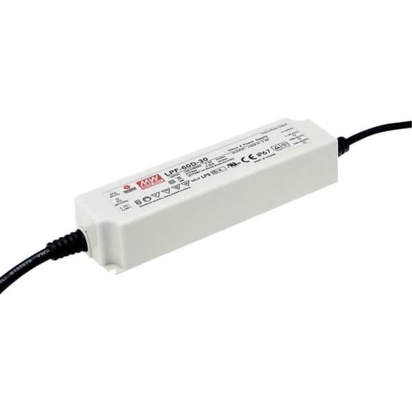 Mean Well LPF-60D-24 LED Driver 40W 24V DC 2,5A fast spänning/konstant ström