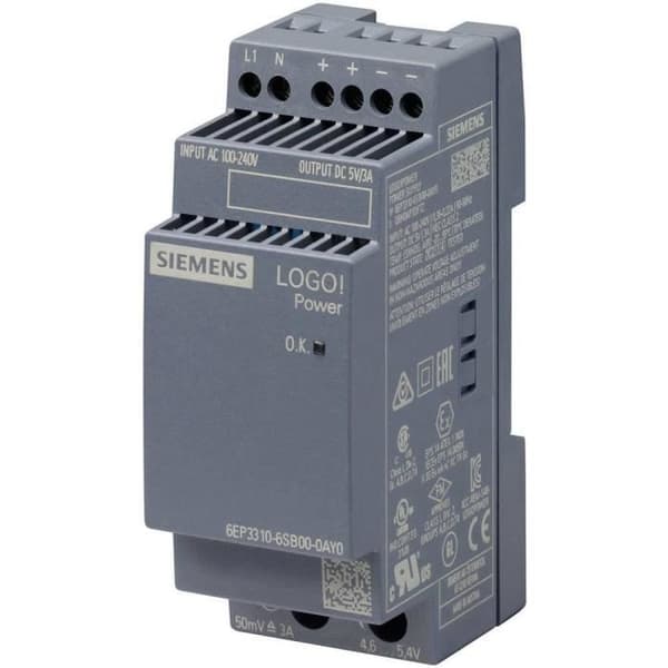 Strömförsörjning - SIEMENS - 6EP3310-6SB00-0AY0 - 5 V-DC - 3 A - 15 W