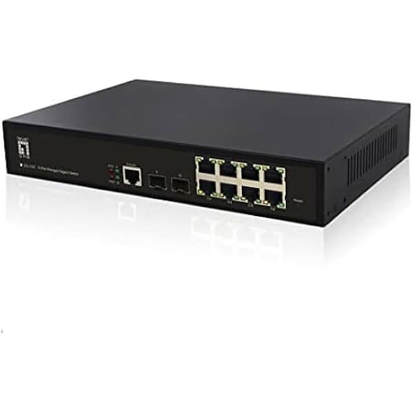 Nätverksswitch - LEVELONE - GEL-1061 - 8 Gigabit Ethernet-portar - 2 SFP-platser - 6KV skydd Svart