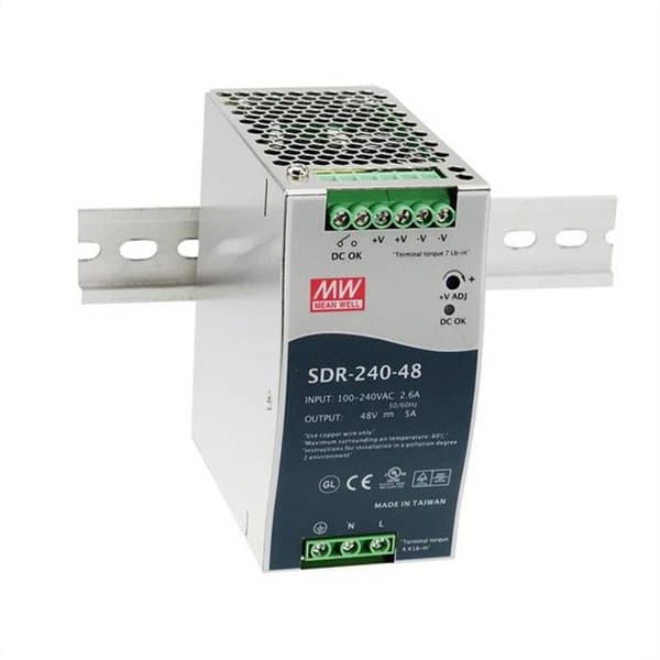 Mean Well SDR-240-serien SDR-240-48 Strömförsörjning (DIN-skena monteringsbar) AC 115-230 V 240 Watt Active PFC
