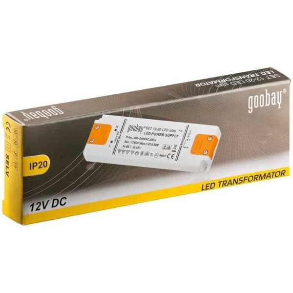 Transformator för LED - GOOBAY - 20W - Konstant spänning LED strömförsörjning