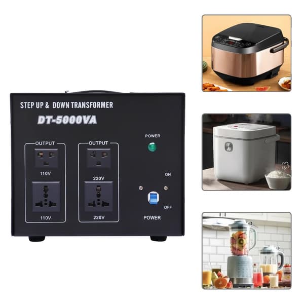 Elektrisk effektspänningsomvandlare, transformator, 5000W kapacitet, säkerhetsgaranti,svart