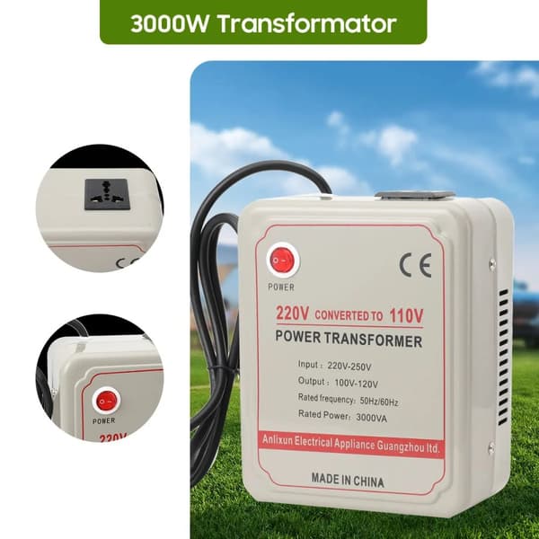 Spänningsomvandlare Transformator, 3000VA Effektkapacitet, 220V-250V till 100V-120V Utgång,3000W