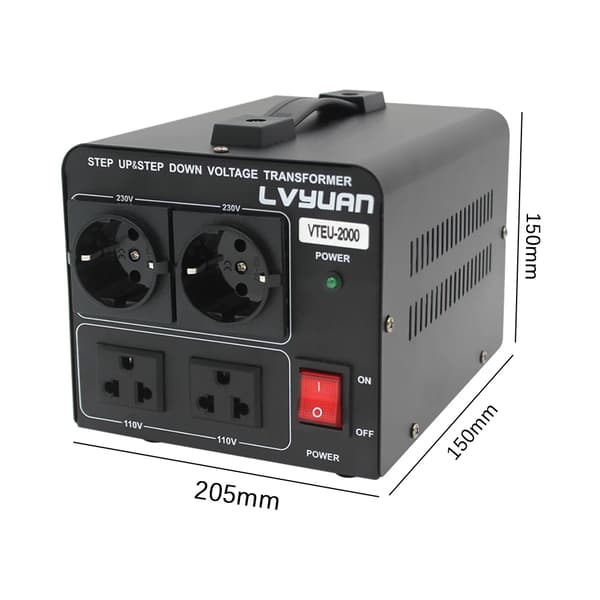 Spänningsomvandlare, 2500W Effektkapacitet, Kompatibilitet med Universella Uttag,EU-kontakt, VTEU-2000W
