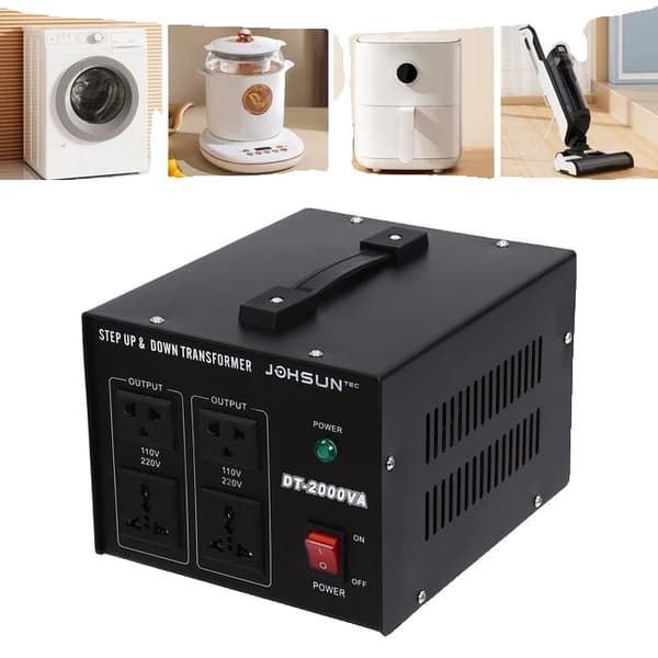 Spændingsomformer, 2000W Effektkapacitet, Flere Stiktyper, Transformer