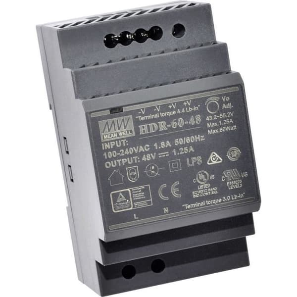Alimentation rail DIN - MEANWELL - HDR-60-12 - 12V/DC - 4.5A - 54W