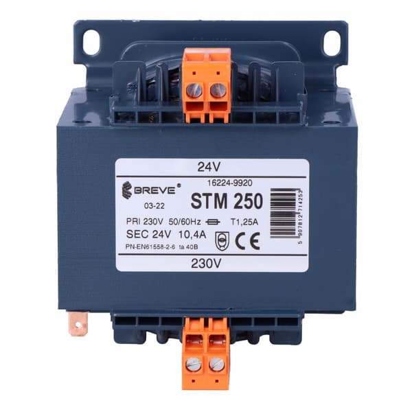 Enfaset transformer STM 250VA 230/24V IP00 adskillende eller sikkerheds med etkammerramme