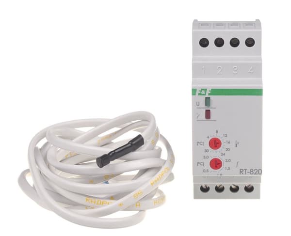 Temperaturregulator RT-820 med givare i set, temperaturregleringsområde: 4÷30°C, kontakter: 1P, I=16A, 2 moduler