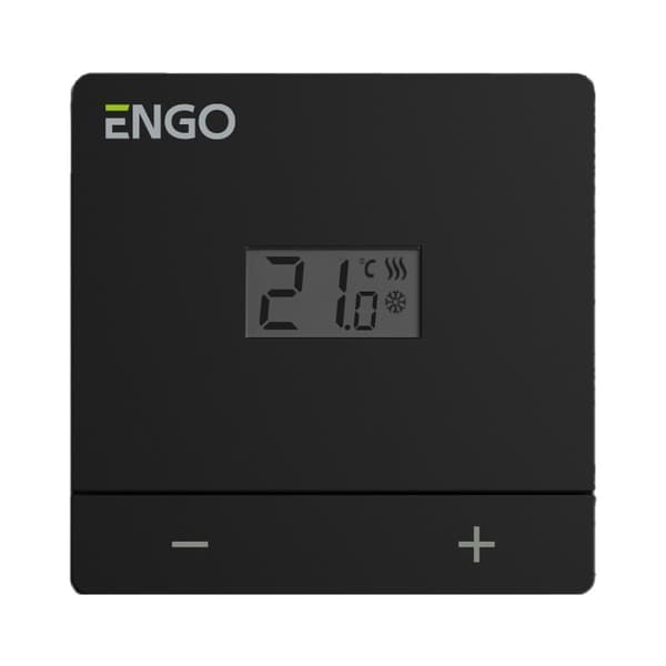 Batteridrevet temperaturregulator, ENGO EASY-BATB, 24 timer, overflademonteret, sort