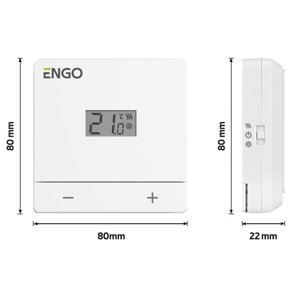Batteridriven temperaturregulator, ENGO EASY-BATW, 24 timmar, utanpåliggande, vit