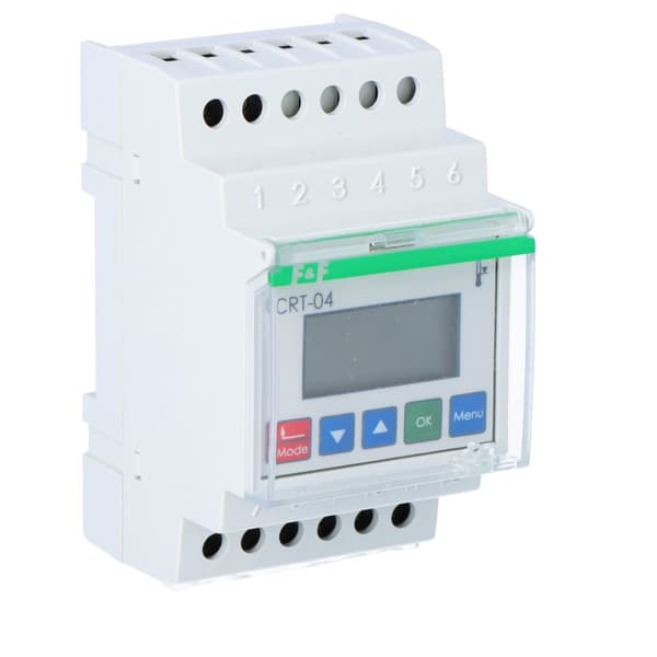 Digital temperaturregulator CRT-04, reglerområde 0-60° C, med inbyggd givare, I=16A, 3 moduler