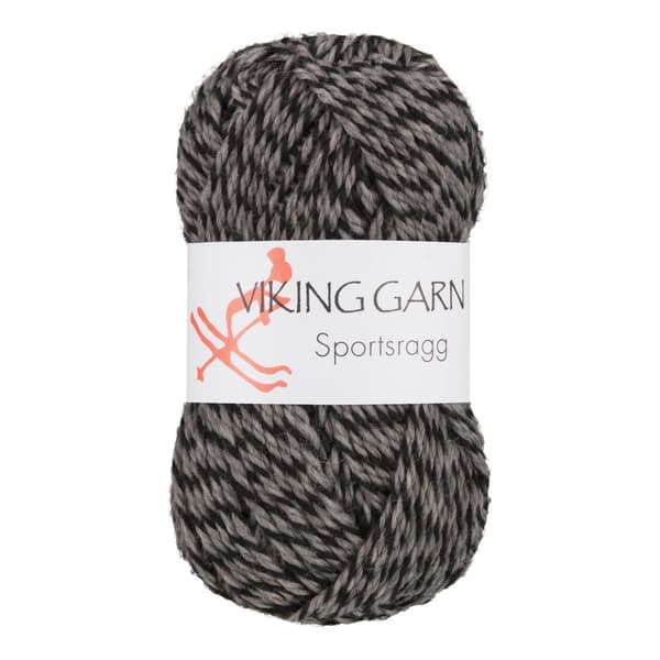 Sportsragg Garn Ullmix 50 g Grå/svart 540 Viking Garn