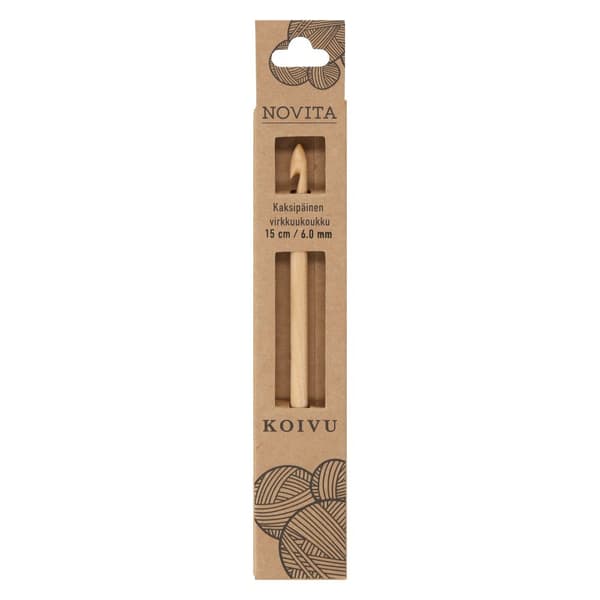 Dobbel Heklenål i bjørk 15 cm 6.0 mm Novita