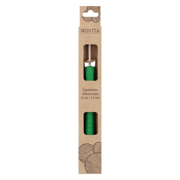 Ergonomisk Virknål 14 cm 2.50 mm grön Novita
