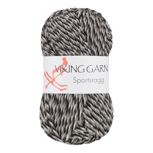 Sportsragg Garn Ullmix 50 g Grå/svart/vit 580 Viking Garn